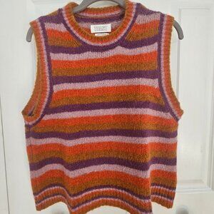 Toast Women's Striped V-Neck Sweater Vest - Purple and Orange